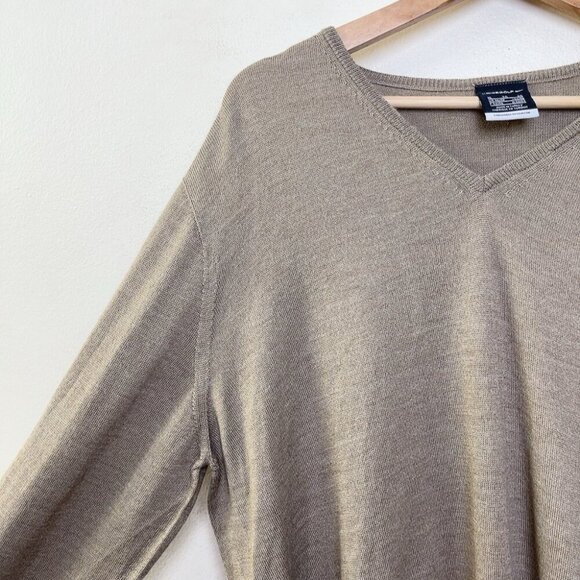 Nike Golf Mens Xlarge Vneck Wool Fine Knit Sweater In Tan Color - Picture 5 of 12